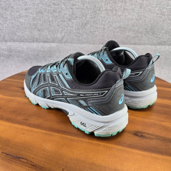 Asics Gel-Venture 7 Mens Shoes Sneaker Size 11 Black/Aqua Synthetic Mesh - Picture 7 of 14